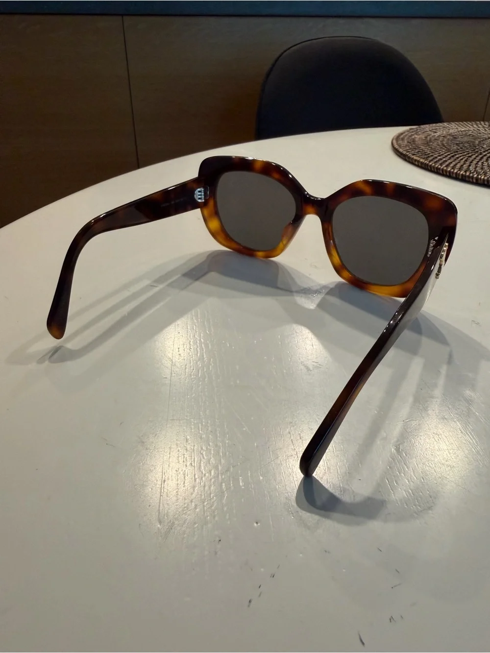 CelineTortoiseshell Square Frame Sunglasses with Gold Accent